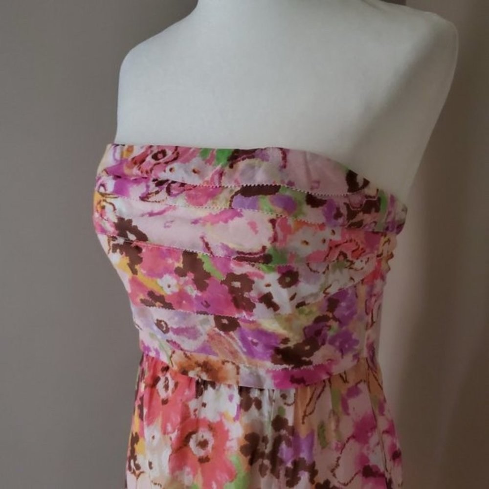 J. Crew Floral Watercolor Strapless Dress Size 0 - Picture 6 of 8